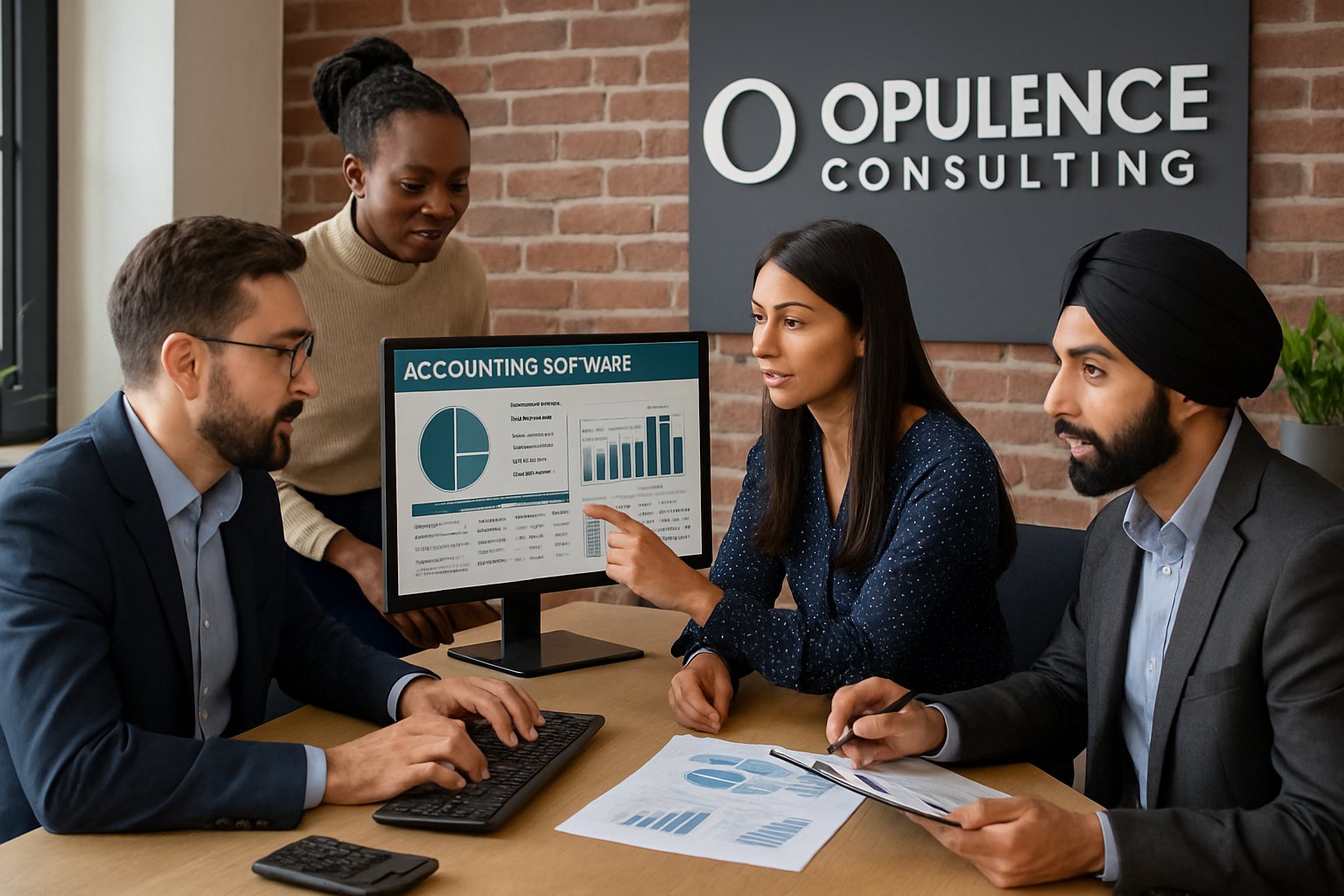 Team at Opulence Consulting working on accounting software for SME clients